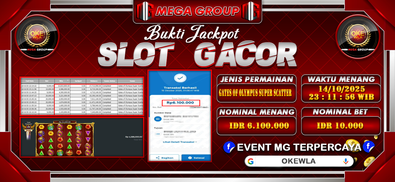 Bukti JP situs Okewla hari Rabu, 15 Oktober 2025