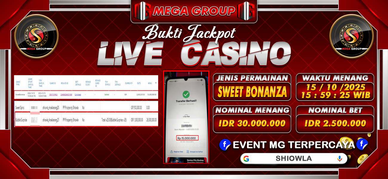 Bukti JP situs Shiowla hari Rabu, 15 Oktober 2025