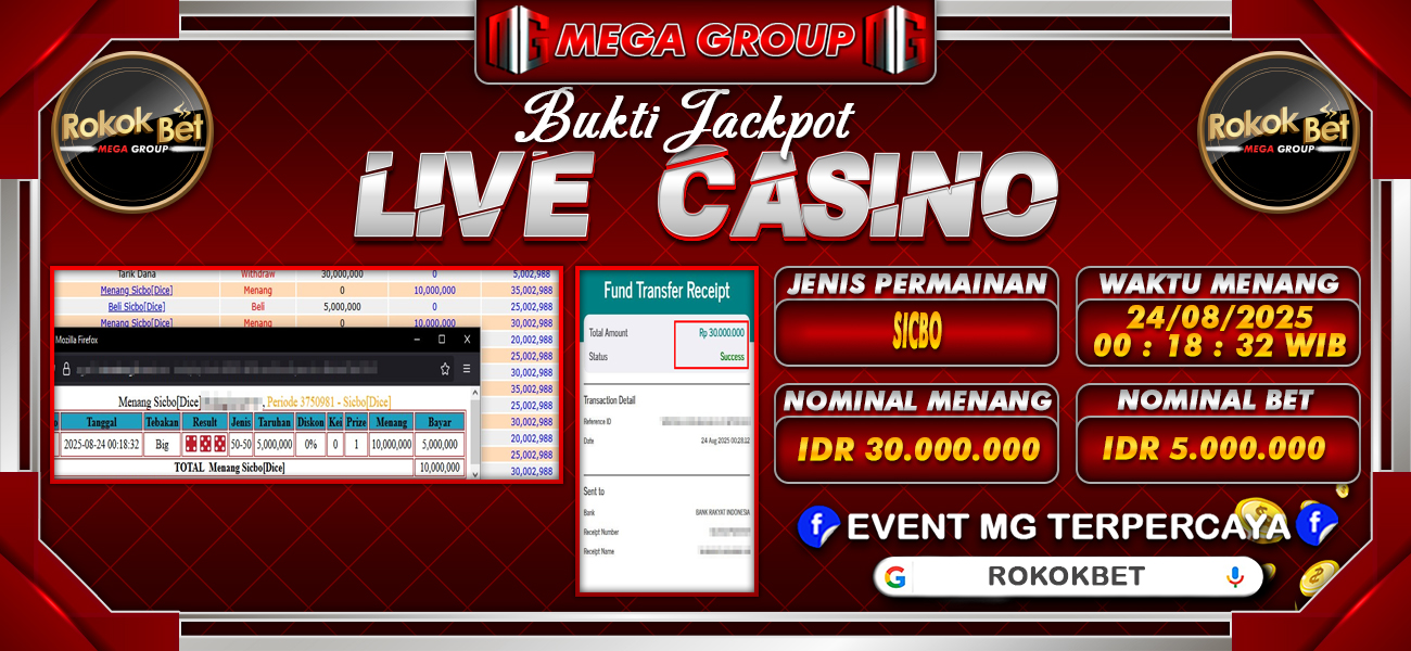 Bukti JP situs Rokokbet hari Minggu, 24 Agustus 2025