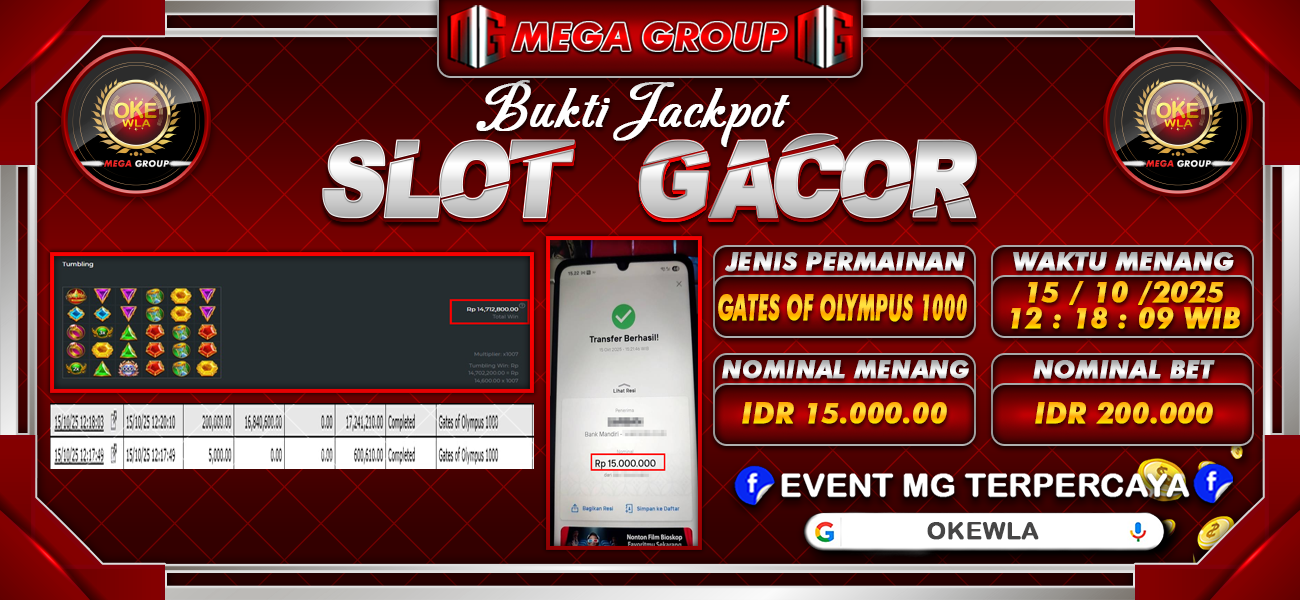 Bukti JP situs Okewla hari Rabu, 15 Oktober 2025