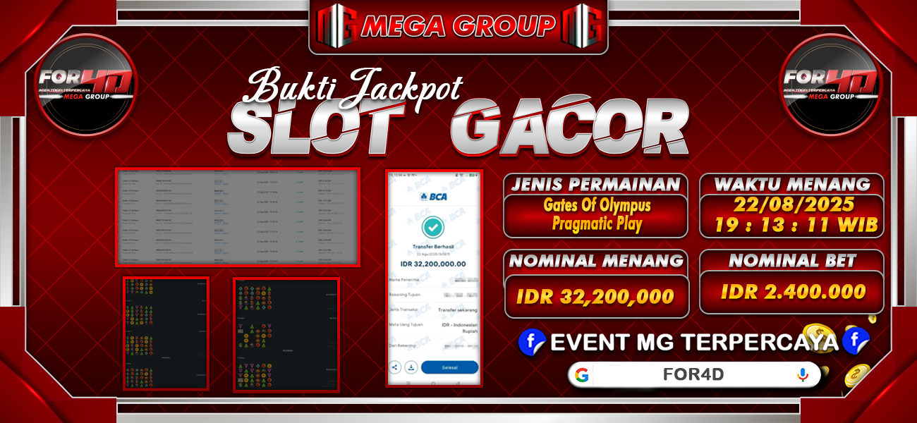 Bukti JP situs For4D hari Jumat, 22 Agustus 2025