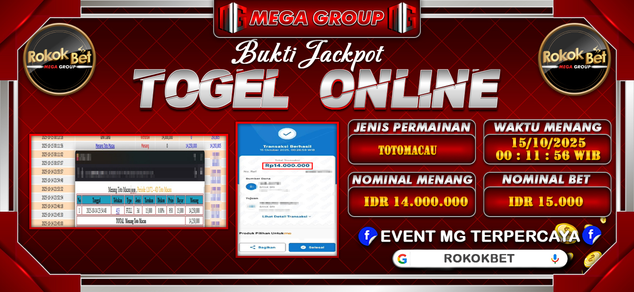 Bukti JP situs Rokokbet hari Rabu, 15 Oktober 2025