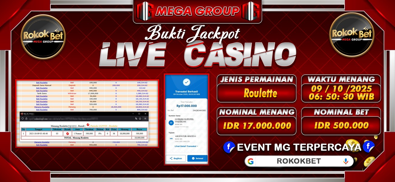 Bukti JP situs Rokokbet hari Kamis, 09 Oktober 2025