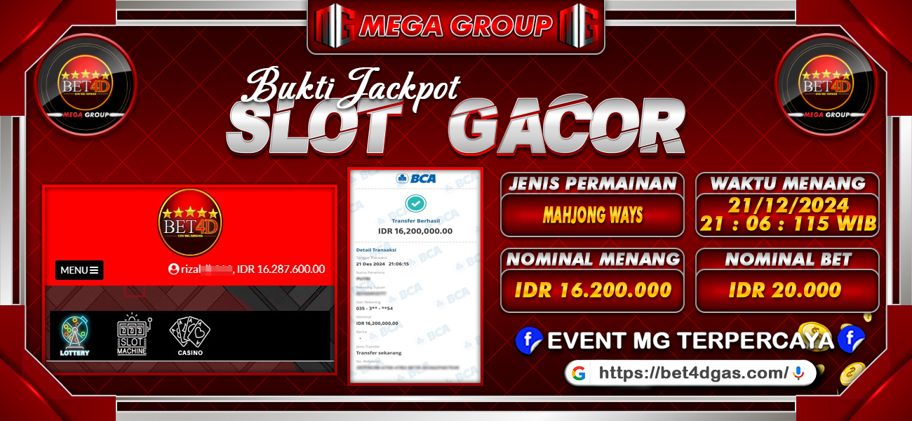 Bukti JP situs Bet4D hari Sabtu, 21 Desember 2024