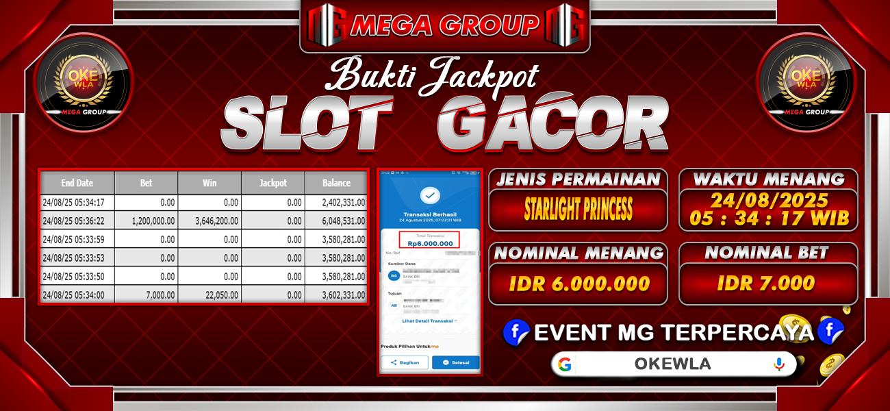 Bukti JP situs Okewla hari Minggu, 24 Agustus 2025