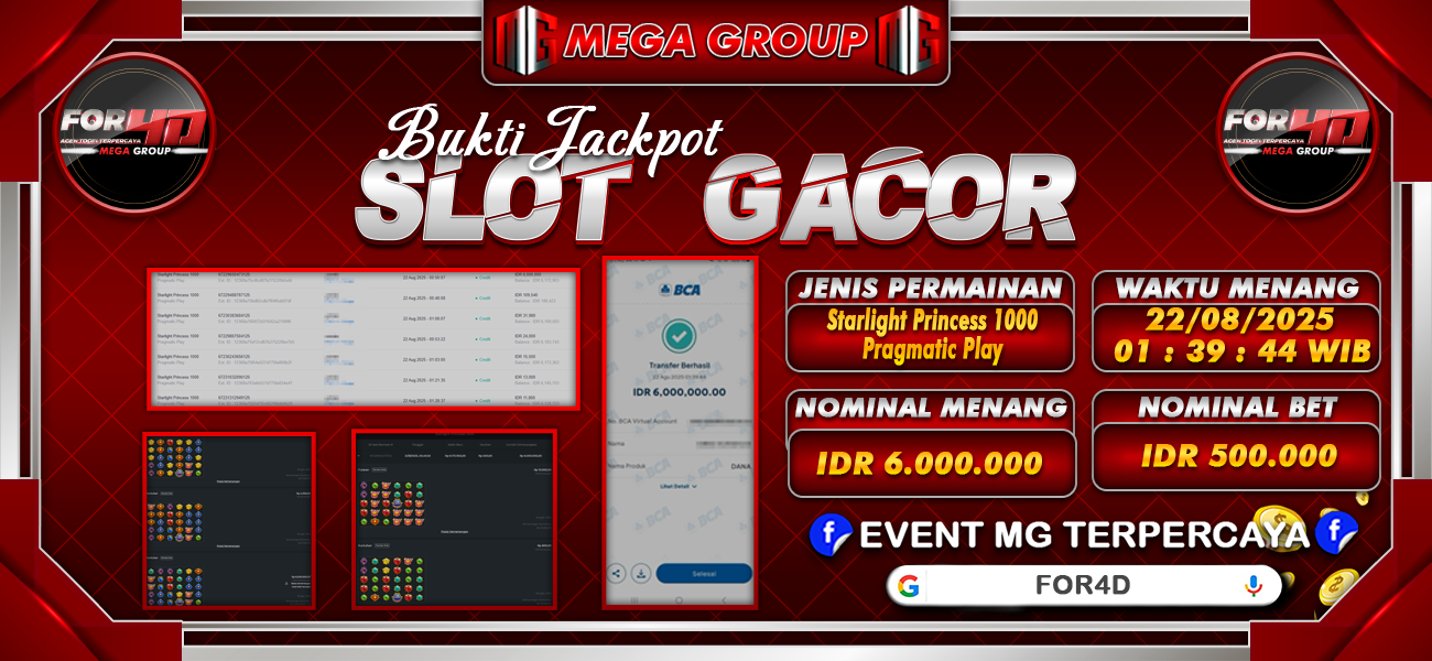 Bukti JP situs For4D hari Jumat, 22 Agustus 2025