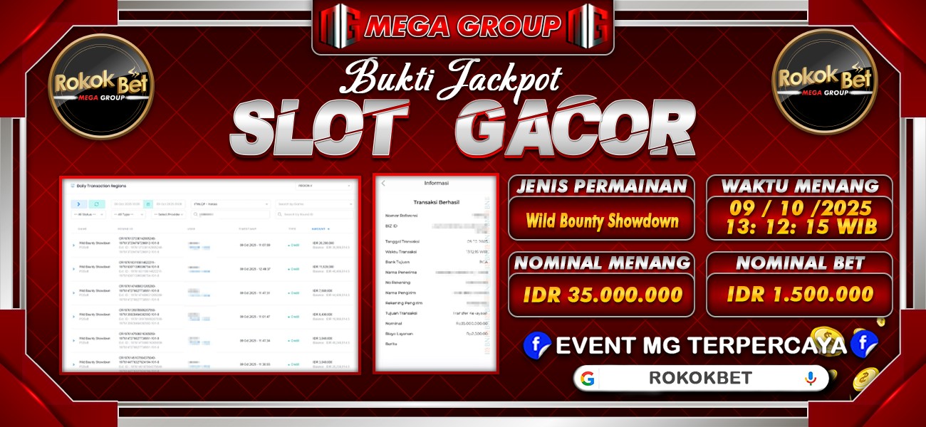 Bukti JP situs Rokokbet hari Kamis, 09 Oktober 2025