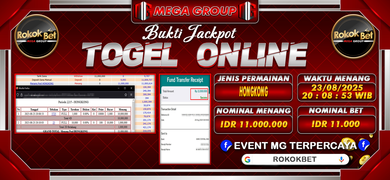 Bukti JP situs Rokokbet hari Minggu, 24 Agustus 2025
