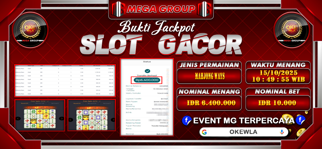 Bukti JP situs Okewla hari Rabu, 15 Oktober 2025