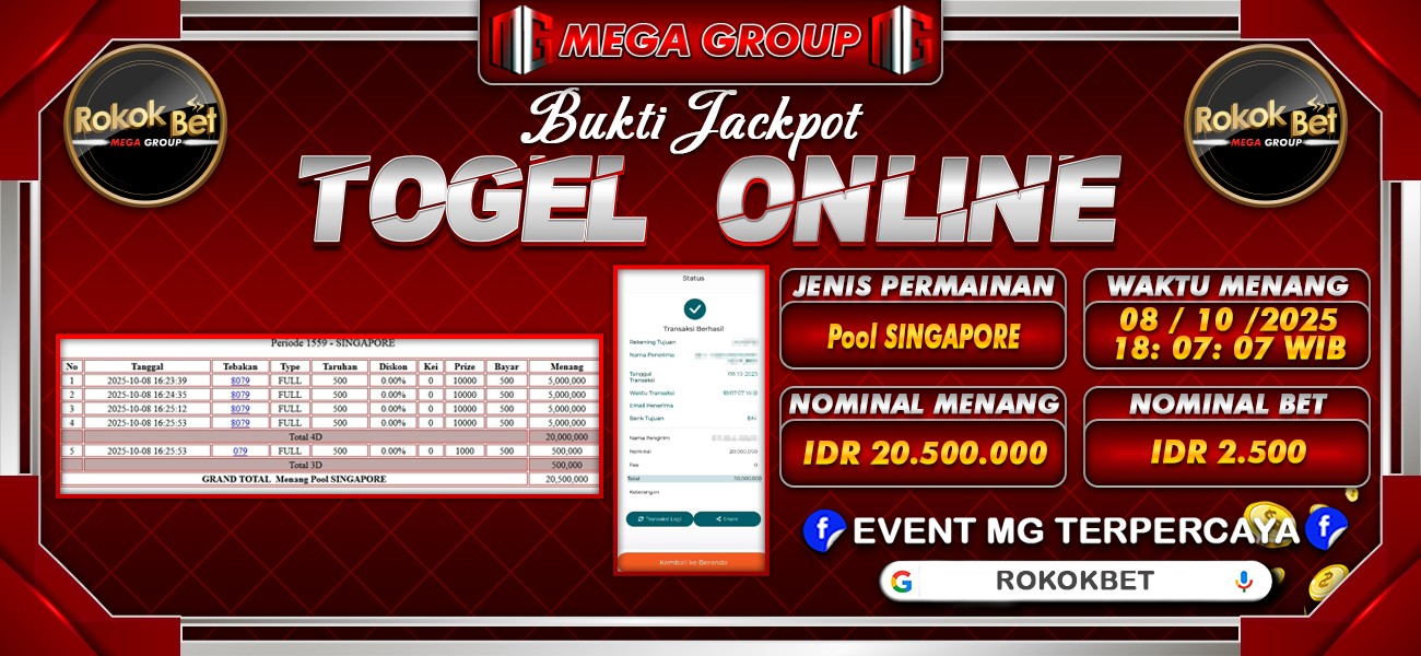 Bukti JP situs Rokokbet hari Rabu, 08 Oktober 2025