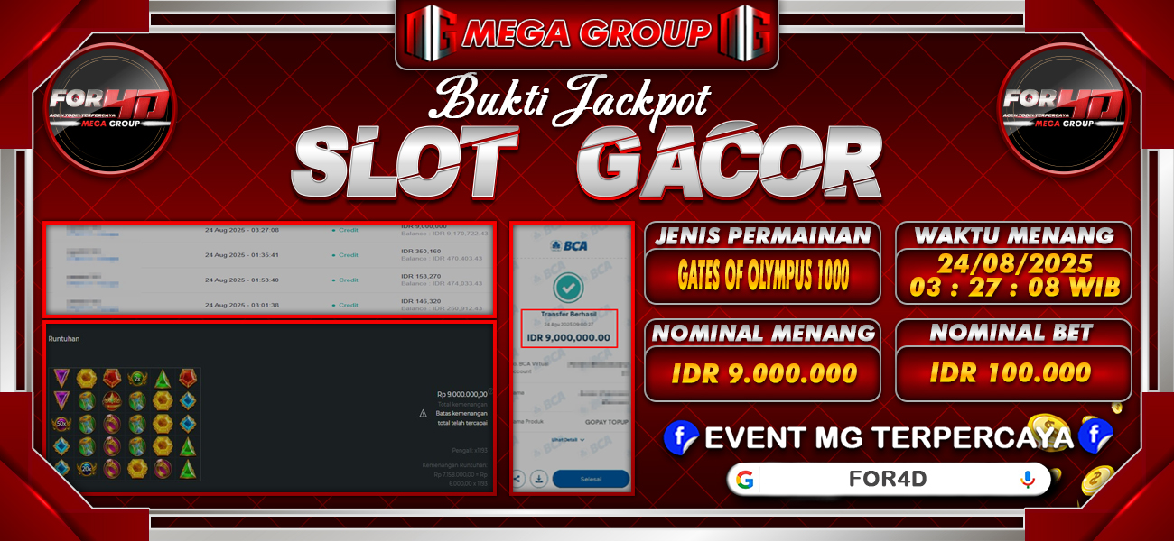 Bukti JP situs For4D hari Minggu, 24 Agustus 2025