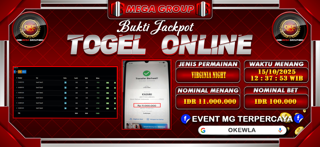 Bukti JP situs Okewla hari Rabu, 15 Oktober 2025