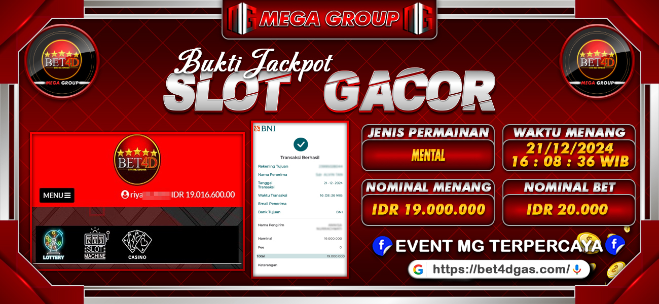 Bukti JP situs Bet4D hari Sabtu, 21 Desember 2024