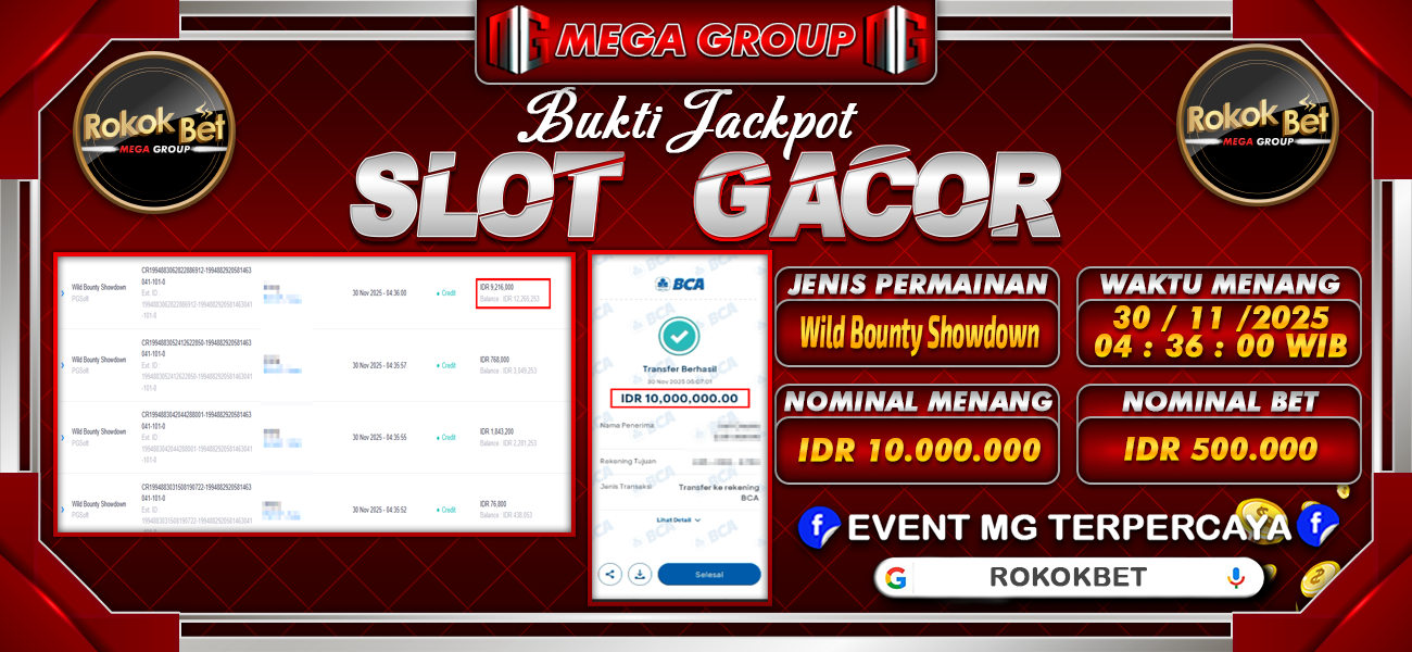 Bukti JP situs Rokokbet hari Minggu, 30 November 2025