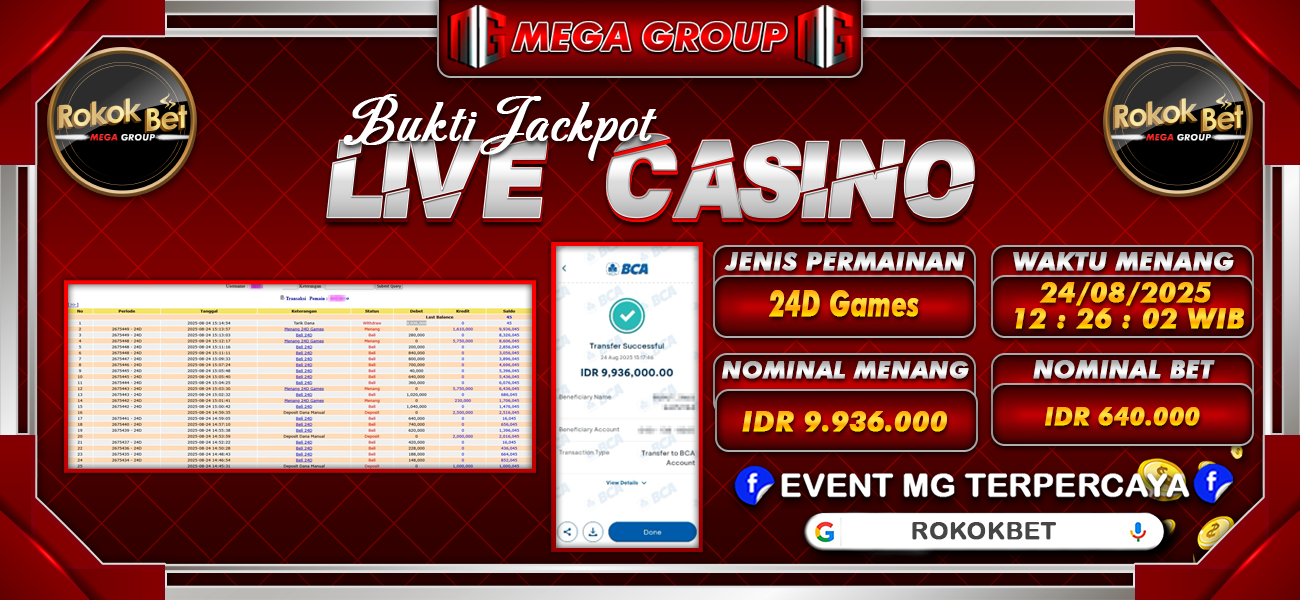 Bukti JP situs Rokokbet hari Minggu, 24 Agustus 2025