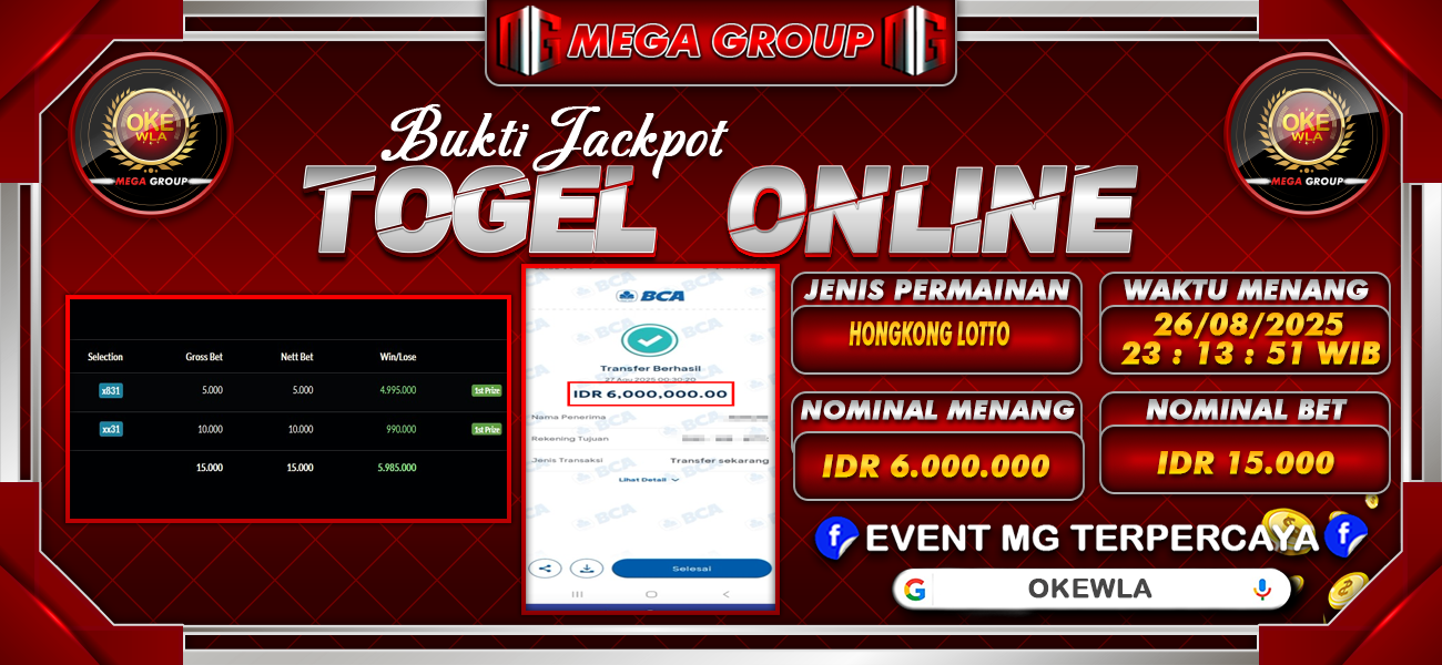 Bukti JP situs Okewla hari Rabu, 27 Agustus 2025