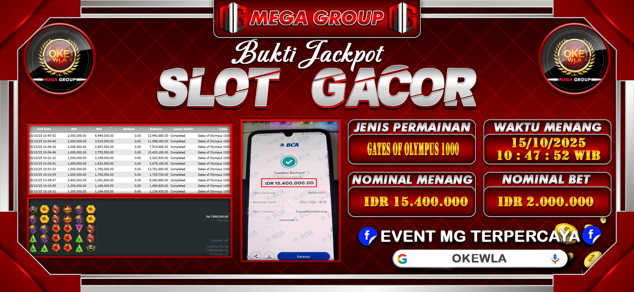 Bukti JP situs Okewla hari Rabu, 15 Oktober 2025